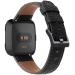EZCO Leather Bands Compatible with Fitbit Versa/Versa 2 / Versa Lite, Vintage Genuine Leather Band Replacement Strap Wristband Accessories Man Women 5.5”-7.8” Wrist Compatible with Versa Smart Watch Black