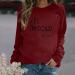 oelaio Yes I'm Cold Me 24:7 Sweatshirt Women's Fun Letter Print Long Sleeve Casual Comfy Yes Im Cold Sweatshirt Top Round Wine - Buy Online on GoSupps.com