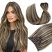 Hetto clip in real hair blonde extensions remy clip in real hair blond smooth clip in hair extension highlights golden brown highlights bleached blond #10/613 35 cm 100g 35 cm 2-3 #p10/613 brown