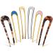 6 Pieces U Shaped Hairpin French Style Hair Stick Tortoise Shell Hair Pin Metal Hair Pin Fork Sticks 2 Prongs Updo Chignon Pins for Women Girls Hair Styling Accessories