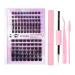 Lash Extension Kit DIY Lash Clusters Kit Fluffy Individual Eyelash Clusters Kit 10-16mm False Eyelashes Lashes Glue and Seal for Eyelash Extension Kit Style A
