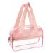 Premium Large Clear Makeup Cosmetic Toiletry Organizer Bag, Clear Tote Bag Stadium Approved, Mini Clear Purse for Gym, Work, Travel or Concert (Pink)
