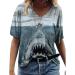 UIKMNH Women's Shark Print Kaftan T-Shirt - Grey, Size XL - Buy Online on GoSupps.com