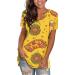Lace Tops Fashion Shirts For Women Casual Printing Shirts Round Neck Short Sleeve Tee Tops Tunic Oktoberfest Tops Yellow X-Large