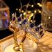 Vintage Royal Queen Teardrop Rhinestone Diadem Tiaras Crown - Gold Blue | Perfect for Pageants, Proms, Weddings - Buy Online on GoSupps.com