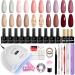 Gel Nail Polish Kit Phoenixy 10 Colors Soak Off Autumn Gel Nail Polish Set with 80W UV/LED Nail Lamp Base Glossy Matte Top Coat Gel Nail Polish Starter Kit Gift for Women Autumn colors