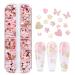 KACHIMOO Nail Glitter Sequins,12 Grids Gold Pink Nail Glitter Flakes 3D Cherry Blossoms Butterfly Nail Sequin Flakes Rabbit Heart Nail Charm Nail Accessories for Nail Art Decoration Gold-Pink