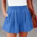SHOPESSA Pleated Linen Shorts - Women's Casual Summer Beach Shorts - X-Large Blue - Buy Online on GoSupps.com
