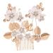 MERRYHAPY 1 Set Leaves and Flowers Hair Comb Bridal Headpiece Hair Comb Clips Hair Accessories for Women Flower Hair Clips for Women Hair Comb for Flower Headpieces for Women