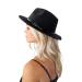 Classic Felt-Fedora Hat with Belt Buckle Women Wide Brim Wool Panama-Hat Adjustable(7 1/4) Black With Black Belt Buckle 7-7 1/4