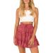 LAEMILIA Womens Elastic Waist Flared Floral Print Mini Skater Skirt - Red - Buy Online on GoSupps.com