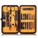 Manicure Set Nail Set Nail Clipper Kit Professional - Stainless Steel Pedicure Set Nail Grooming Kit of 15pcs with Case for Travel (Black/Yellow)