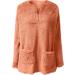 Womens Plus Size Teddy Fleece Hooded Jumper | Soft Double Fleece Hoodie with Pocket | V Neck Pullover Top for Winter | Orange Lounge Sweatshirt - Buy Online on GoSupps.com