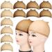 FANDAMEI 12pcs Stocking Wig Caps  6pcs Brown Skin Tone Stocking Caps& 6pcs Light Brown Stretchy Nylon Wig Caps for Women