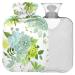 Naanle hot water bottle with lid spring succulent flower transparent hot water bottle 2l large hot hot water bottle for menstrual cramps pain relief handfoots heat and cold therapy