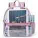 Jusdot Mini Clear Backpack 12"x6"x12" Stadium Approved See Through Bag Waterproof PVC Small Transparent Backpacks for Festival Sport Event Concerts Rose Gold