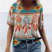 Women's Yellow Tribal Print V-Neck T-Shirt, XL - Dream Catcher Feather Design | Summer Casual Top - Buy Online on GoSupps.com