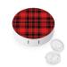 Christmas Red And Black Plaid Round Case For Contact Lens Kit Storage Box with Mirror Printed