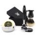 Classic shaver razor set with silver tip roof hair brush with shaving bowl and soap for rich leather - 5 edges long handle razor for men - double -sided shaving stand
