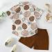 Toddler Boys Easter Rabbit Print T-shirt & Shorts Set | Gentleman Infant Outfit with Bow Tie | Brown 3-4T - Buy Online on GoSupps.com