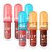 Gvblkq Lip Gloss Set 4.7ml x 6 Tinted Lipstick Bottles Long-Lasting Non-Sticky Ideal for Travel Commuting Dates and Weddings