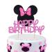 Mouse Cake Topper, Glitter Bow Mouse Happy Birthday Cake Toppers Cupcake Picks for Baby Shower Girl Birthday Party Cake Decorations Supplies