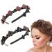 2 PCS Headband With Clips for Women - Sparkling Crystal Stone Hair Clips Double Bangs Hairstyle Hairpin Korean Headband  Double Layer Twist Plait Headband Hair Accessories with Rhinestones For Women& Girls  4