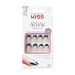 KISS Salon Acrylic French Press-On Nails Nail glue included 'Flame' Dark Black Short Size Coffin Shape Includes 28 Nails 2G Glue 1 Manicure Stick 1 Mini File