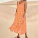 ToddlBy Ladies Summer Pocket Sleeveless Round Neck Swing Fashion Floral Dress plus Dresses for Women plus Size Orange Large - Buy Online on GoSupps.com