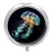 Pill Box Pill Case 3 Compartment Travel Pill Box Jellyfish Printing Small Pill Box Portable Medicine Pill Case Pill Organizer for Purse & Pocket for Travel Handbag (Round)