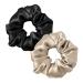 LILYSILK Silk Hair Scrunchies for Frizz Prevention 100% Mulberry Silk Hair Ties for Breakage Prevention Elastic ponytail Holders(1 Black+1 Coffee) 2 Count (Pack of 1) Coffee + Black