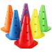 Suwimut 24 Pack Plastic Agility Cones 9 Inch Indoor Outdoor Sports Soccer Flexible Cone Sets for Training Party Activity Traffic Drills Basketball Soccer Assorted Colors