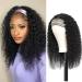Head band WIG Deep Wave Human Hair Wigs Gluess None Lace Front Wigs for Black Women Brazilian Virgin Hair Made Wigs Natural Color 150% Density (18inch) (Deep Wave Head Band Wig)