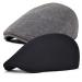 FEINION 2 Pack Men Cotton Newsboy Cap Soft Fit Cabbie Hat Black/Dark Grey