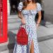 Women's Floral Flowy Boho Midi Dress - Short Sleeve Summer Beach Split Long Dress in Light Blue - Size Small - Buy Online on GoSupps.com