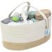 Casaphoria Large Baby Diaper Caddy Organizer - Nursery Storage Bin for Boys & Girls | Car Organizer - Cotton Rope Basket Portable Bag | Baby Shower Gift (White/Yellow 15.5 x10 x7) - Buy Online on GoSupps.com