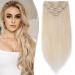 SEGO clip in Extensions Real Hair 8 Part Set Double Tress Hair Extension 100% Remy Hair For Complete Head White Bleach#70 18 "(45cm) -140g