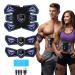 EMS muscle stimulator abdominal muscle trainer training device 8 modes & 15 intensities electrical muscle stimulator USB rechargeable fitness training for belly/arm/leg 10 replacement gel pads (flame) Violet