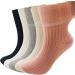 Diabetic Socks Non-Binding Wide Top Loose Fitting Extra Width Socks Thick Ankle Crew Socks Medical Hospital Socks for Diabetes Edema Casual Dress Sox (5 Pairs)