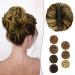BARSDAR Claw Clip Messy Bun Hairpiece Clip in Hair Scrunchies Curly Synthetic Hair Bun Extensions for Women Ponytail Updo Hair Donut Chignon 86H10# Sandy Blonde with Caramel Brown Highlights