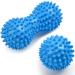 Uraqt fascia ball 2 set small hedgehog ball hard fascia of massage ball with knobs massage balls for the treatment of muscle tension hedgehog balls massage ball for feet back neck hands (blue)