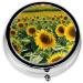 Beautiful Sunflower Round Pill Box - 3 Compartment Travel Organizer for Vitamins & Medications - Buy Online on GoSupps.com