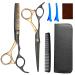 Hairdressing Scissors Jiasoval 6 Inch Hair Cutting Scissor & Thinning Scissors Hairdressing Stainless Steel Barber Scissors with Leather Cover Comb Hair Clip Professional Salons Hair Shears Set