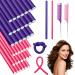 VEGCOO 42 Pcs Flexible Curling Rods Kit 40 Pcs 9.5'' Flexi Rods in 0.3''/0.5'' Diameters with 2 Pcs Steel Pintail Comb for Long Hair Short Hair DIY Hair Salon