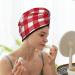Red Checkboard Microfiber Hair Towel - Soft Super Absorbent Wrap for Long Curly & Thick Hair - Quick Dry Coral Velvet Cap for Women - Buy Online on GoSupps.com