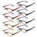 Re-gen 8 pieces slim style low profile plastic frame light rectangular adult reading glasses men black brown red 2.5 diopters