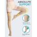 AMZAM Thigh High Sheer Compression Stockings for Women - 15-20 mmHg Graduated Support Socks - Closed Toe with Lace Silicone Band - Ideal for Work Travel & Office - Beige Small - Buy Online on GoSupps.com