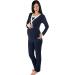 Maternity Nursing Pyjamas Set with Lace for Women | Dark Blue Sleepwear for Pregnancy and Breastfeeding - Buy Online on GoSupps.com