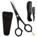 B-FOKUS Professional Mustache Scissors, 4.5 Inches Black German Stainless Steel Mustache & Beard Scissors, Beard Kit for Men with PU Leather Case and Comb Set, Perfect Facial Hair Grooming Kit.