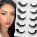 outopen 5 Pairs Fox Eye Lashes 17mm Winged Angel Lashes Fluffy Dramatic Faux Mink Eyelashes Cat Eye False Eyelashes Lift Effect Fake Eye Lashes (A1-Angel Wings D489)